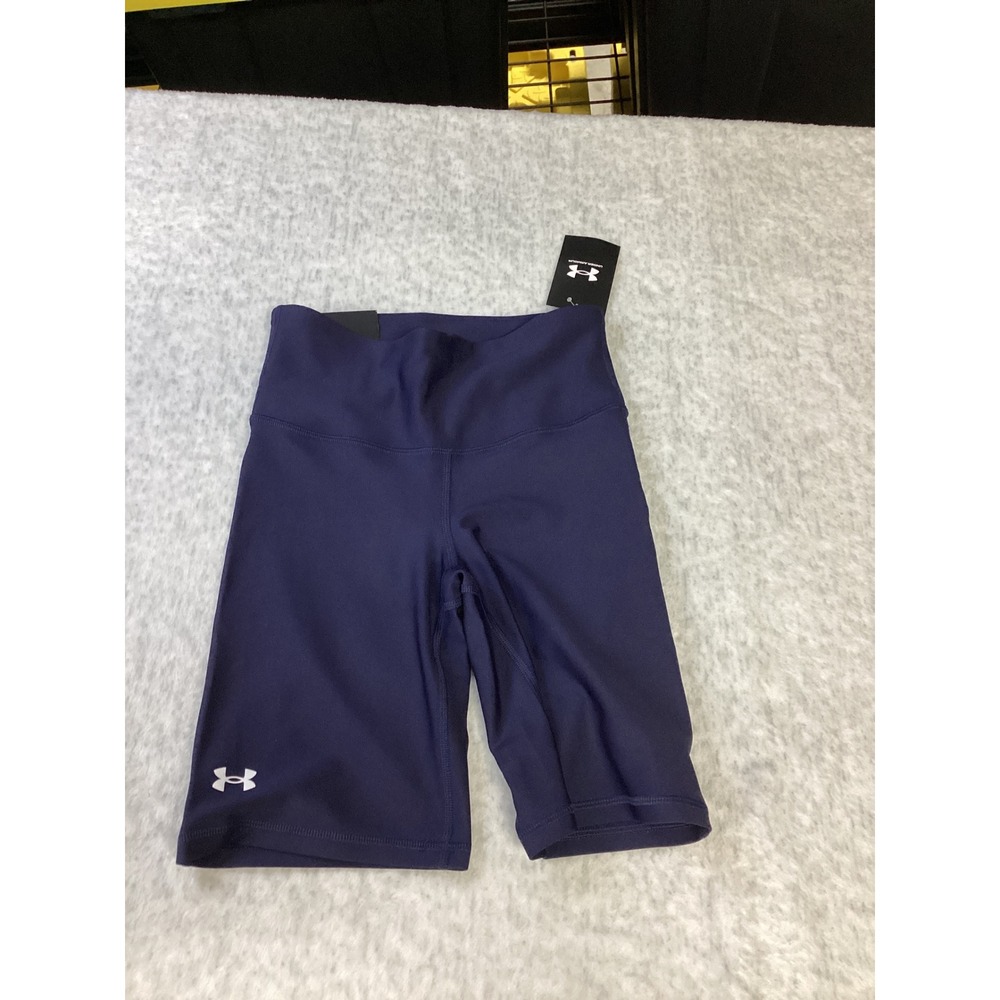Under‎ Armour Womens High Rise Tech Bike Shorts Navy Blue Compression XS 1360939
